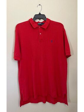 Polo Ralph Lauren Mens XLarge Vintage Red Short Sleeve Collared Polo Shirt